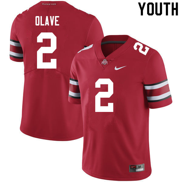 Ohio State Buckeyes Chris Olave Youth #2 Scarlet Authentic Stitched College Football Jersey